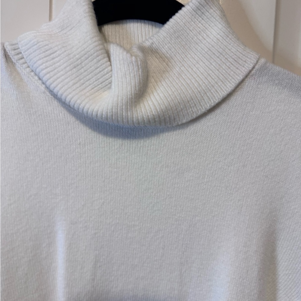 NWT- ELOQUII Women’s Plus Size- Cold Shoulder Elegant White Turtleneck Sweater - Picture 3 of 7